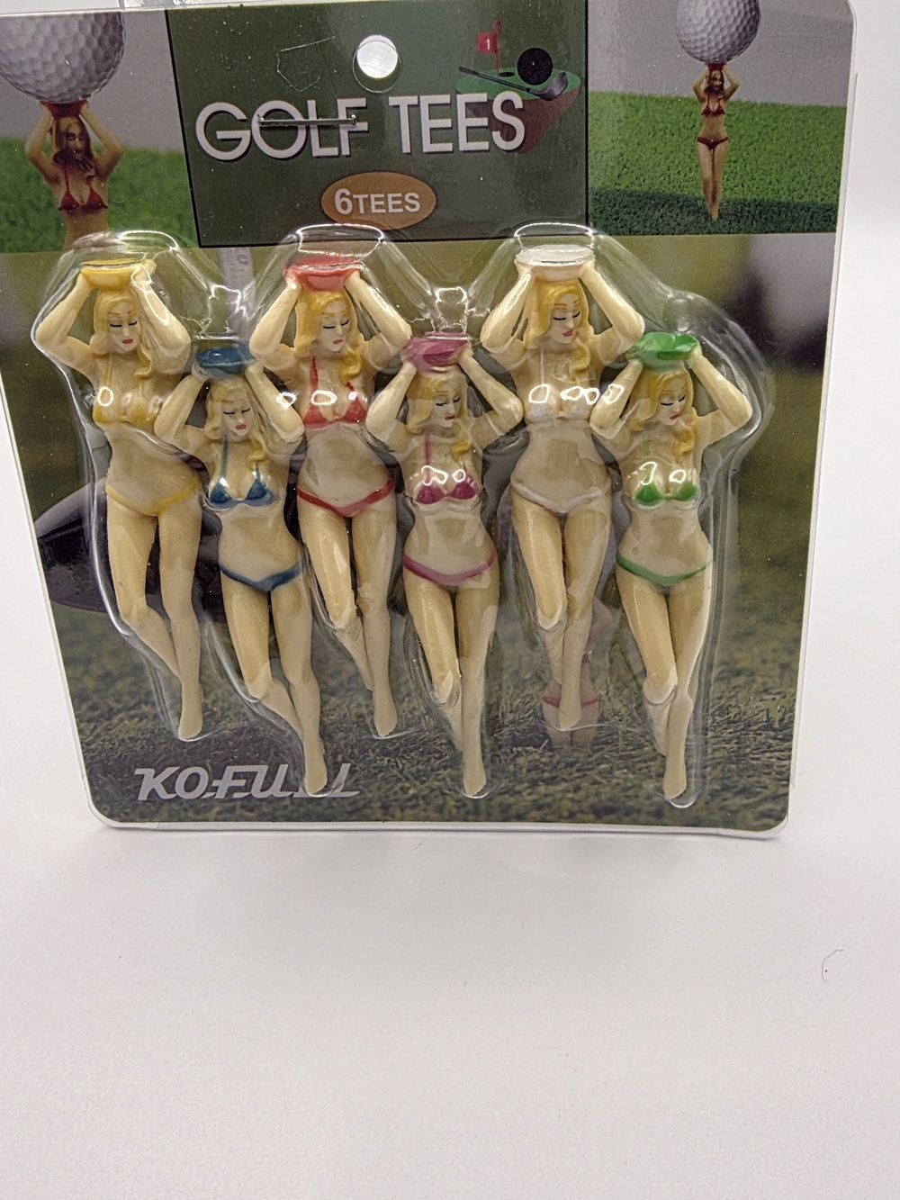 Novelty Bikini Golfer Golf Tees - Multicolor Set of 6